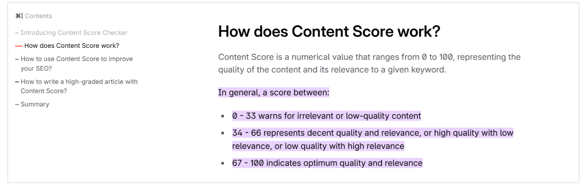 Surfer SEO score de contenu